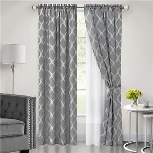 52 x 84 in. Bombay Double Layered Rod Pocket Panel, Grey